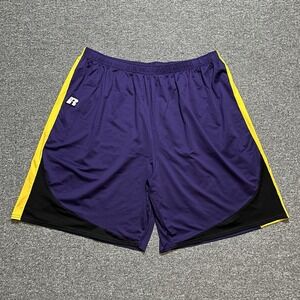 Russell Athletic Purple Yellow Black‎ Mesh Shorts Size XXL Basketball Fit
